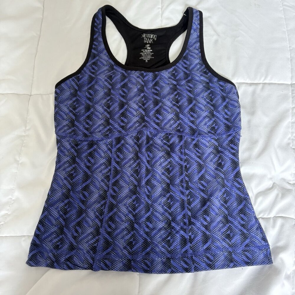 Energy Zone Slimming Tank Womens XL Athletic Top Black Purple Bra‎ Yoga Tennis